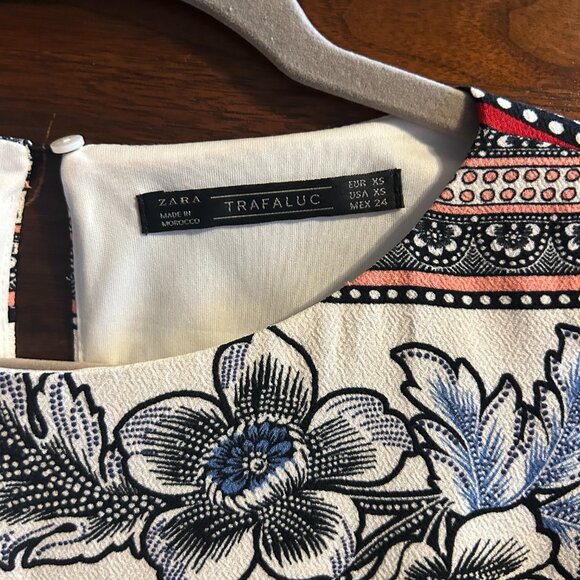 ZARA Trafaluc Floral & Geometric Print Shift Dress - Bohemian / Scarf Print - Picture 4 of 7